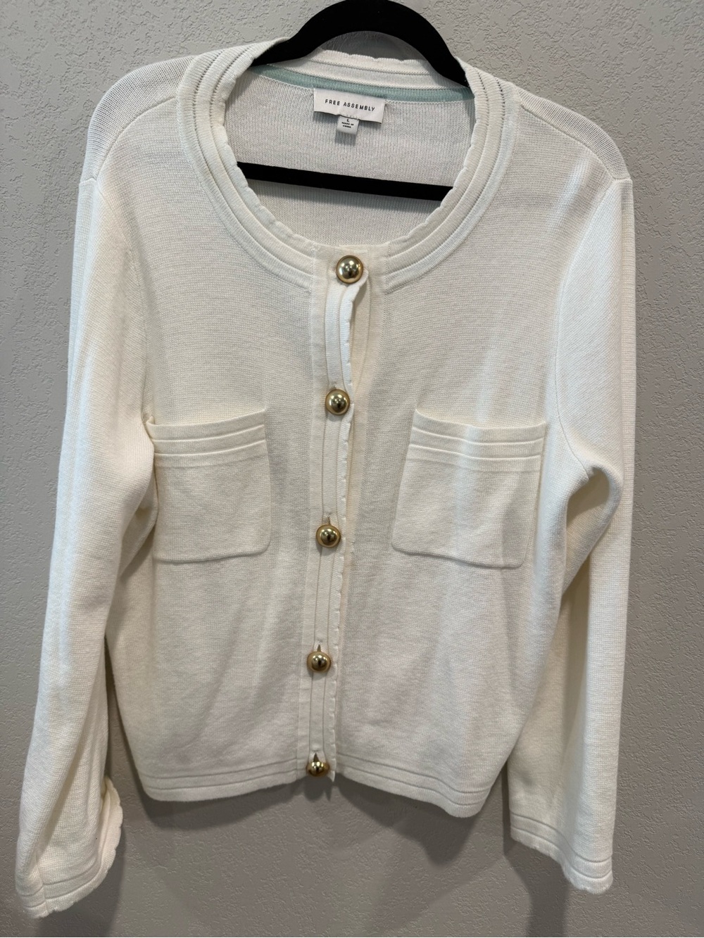 Free Assembly White Button Front Cardigan